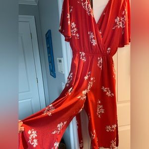 Red Floral Jumpsuit